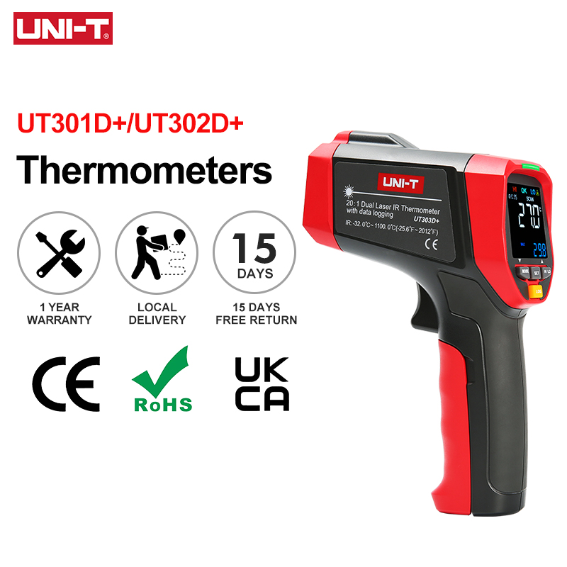 Industrial Laser Temperature Sensor - UNI-T Digital Infrared Thermometer UT303D+ Industrial