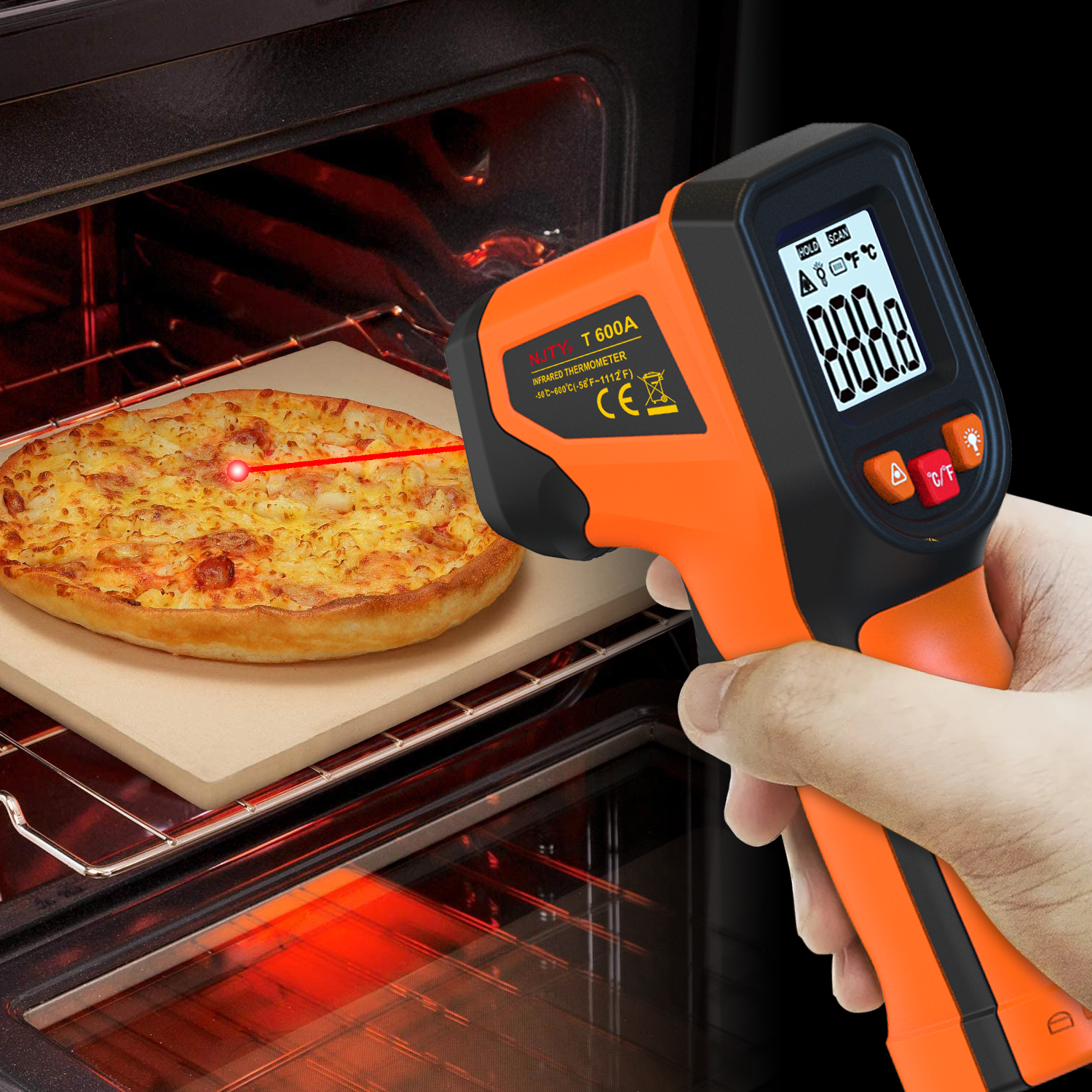 Industrial Laser Temperature Sensor - NJTY T600T600A Laser Temperature Gun Infrared