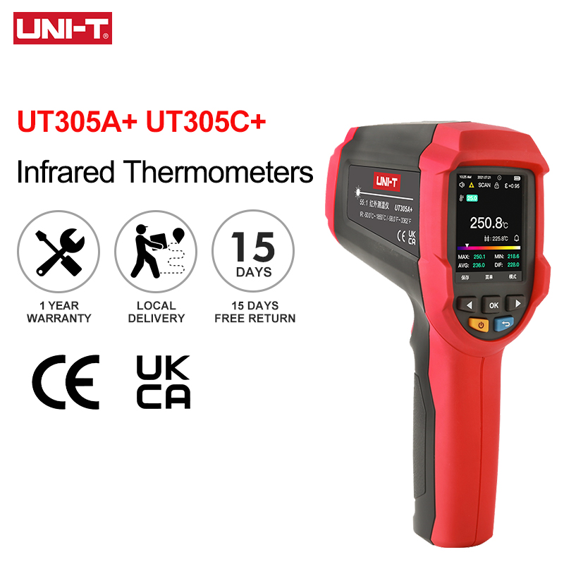 Industrial Laser Temperature Sensor - UNI-T Digital Infrared Thermometer UT305C+ UT305A+