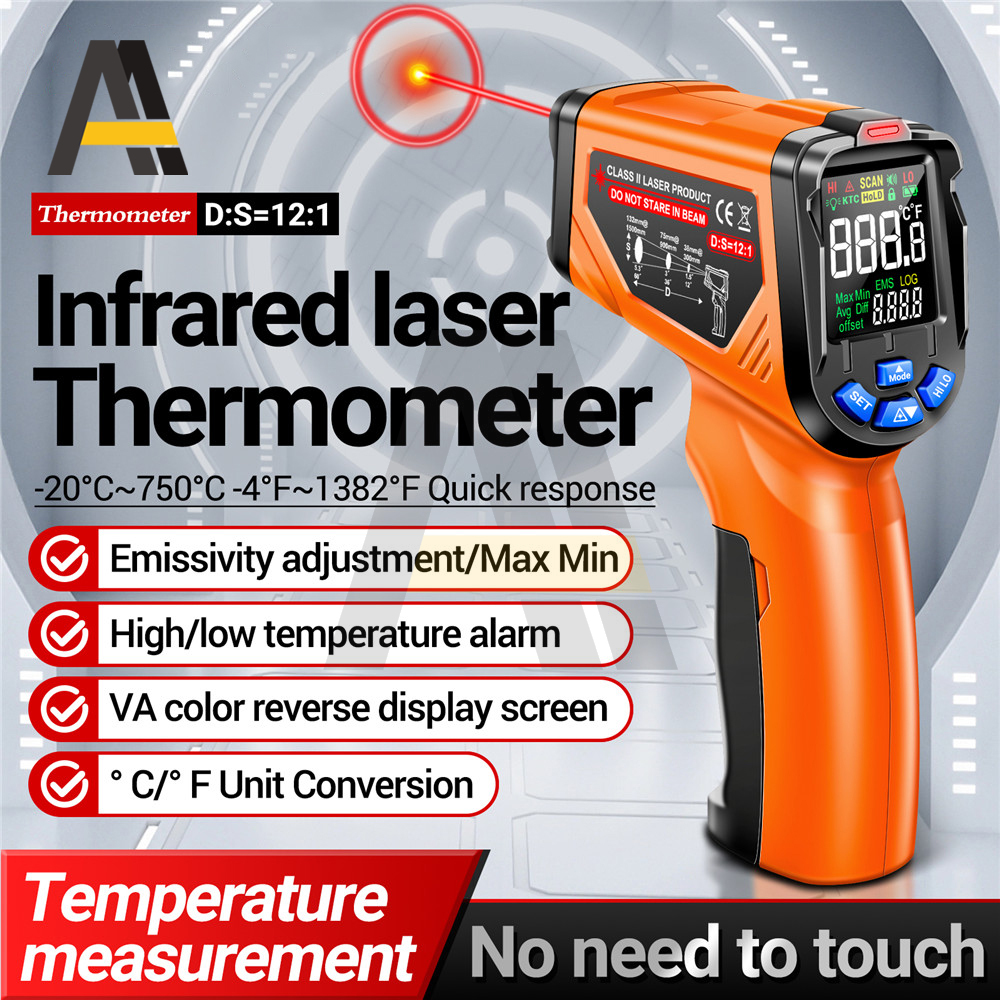 Industrial Laser Temperature Sensor - Gun Rapid Measure Tester -20~750℃/-4℉~1382℉ Industrial
